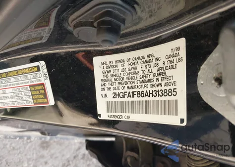2010 Honda Civic Ex from USA, damaged, VIN 2HGFA1F86AH313885